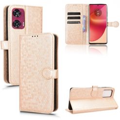 Peňaženkové puzdro Honeycomb Dot Texture Case zlaté – Motorola Edge 50 Fusion | Lacné Kryty Lacné Kryty | Peňaženkové puzdro Honeycomb Dot Texture Case zlaté – Motorola Edge 50 Fusion | Lacné Kryty