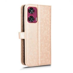 Peňaženkové puzdro Honeycomb Dot Texture Case zlaté – Motorola Edge 50 Fusion | Lacné Kryty Lacné Kryty | Peňaženkové puzdro Honeycomb Dot Texture Case zlaté – Motorola Edge 50 Fusion | Lacné Kryty
