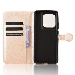 Lacné Kryty | Peňaženkové puzdro Honeycomb Dot Texture Case zlaté – Motorola Edge 50 Ultra | Lacné Kryty