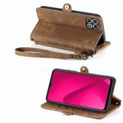 Lacné Kryty | Peňaženkové puzdro Purse case hnedé – T Phone 2 | Lacné Kryty