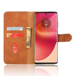 Lacné Kryty | Peňaženkové puzdro Solid hnedé – Motorola Edge 50 Fusion | Lacné Kryty