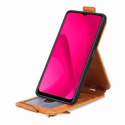 Lacné Kryty | Vyklápacie puzdro Vertical flip Wallet case hnedé – T Phone 2 | Lacné Kryty