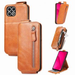 Lacné Kryty | Vyklápacie puzdro Vertical flip Wallet case hnedé – T Phone 2 | Lacné Kryty