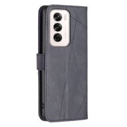 Lacné Kryty | Knižkové puzdro Rhombus čierne – Oppo Reno 12 | Lacné Kryty