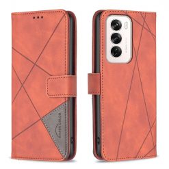 Lacné Kryty | Knižkové puzdro Rhombus hnedé – Oppo Reno 12 | Lacné Kryty