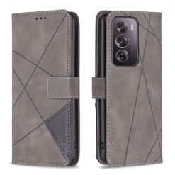 Lacné Kryty | Knižkové puzdro Rhombus sivé – Oppo Reno 12 Pro | Lacné Kryty