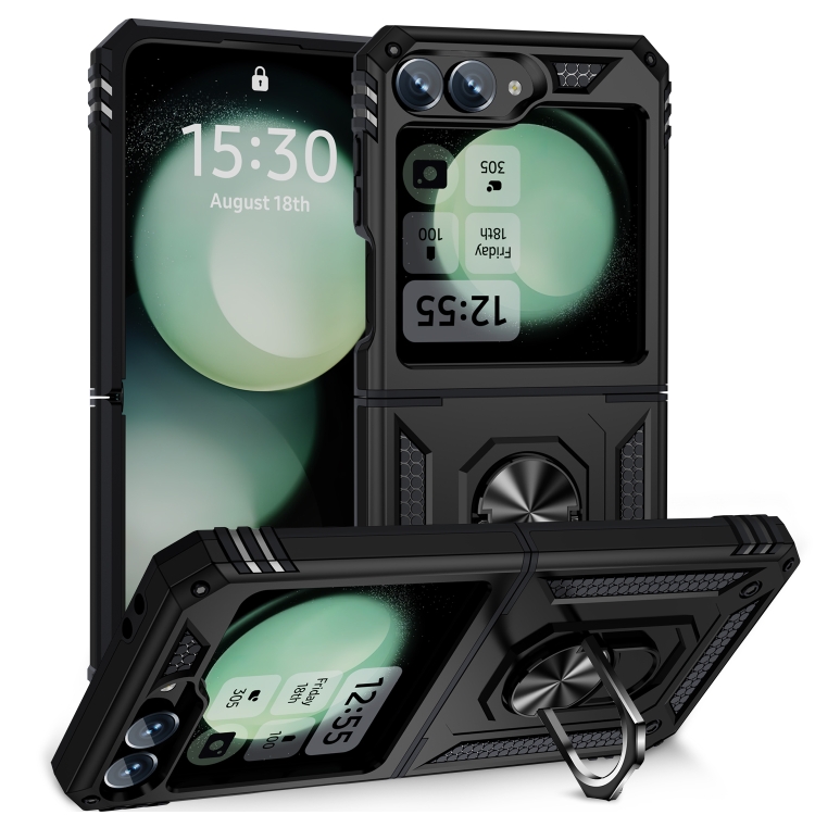 Odolný Kryt Ring Armor case čierny – Samsung Galaxy Z Flip 6