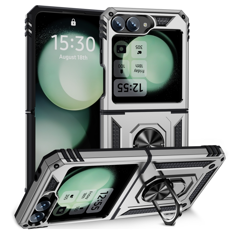 Odolný Kryt Ring Armor case strieborný – Samsung Galaxy Z Flip 6