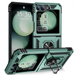 Lacné Kryty | Odolný Kryt Ring Armor case zelený – Samsung Galaxy Z Flip 6 / Z Flip 7 FE | Lacné Kryty