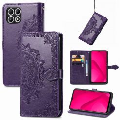Lacné Kryty | Peňaženkové puzdro Embossing Pattern Mandala Flower fialové – T Phone 2 | Lacné Kryty