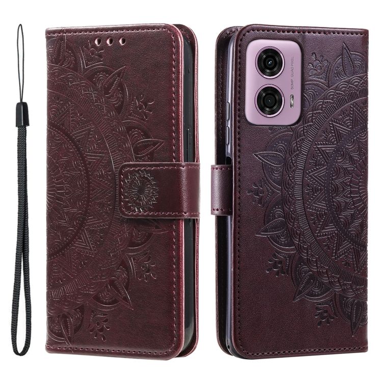 Peňaženkové puzdro Embossing Pattern Mandala Flower hnedé – Motorola Moto G85 5G