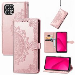 Lacné Kryty | Peňaženkové puzdro Embossing Pattern Mandala Flower ružové – T Phone 2 | Lacné Kryty