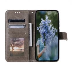 Lacné Kryty | Peňaženkové puzdro Embossing Pattern Mandala Flower sivé – Motorola Moto G85 5G | Lacné Kryty