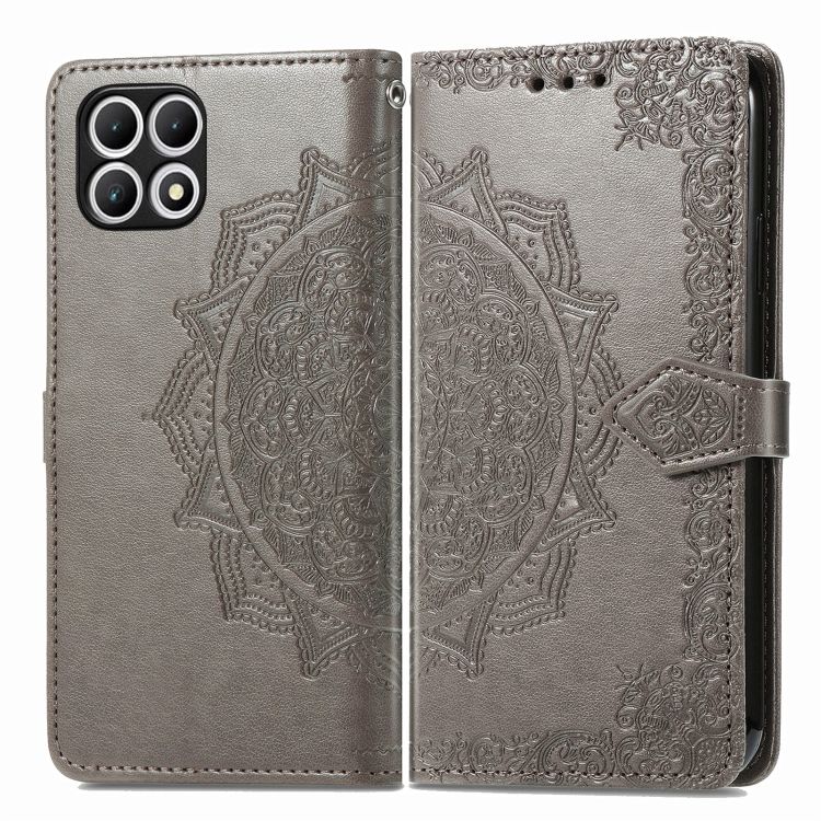 Peňaženkové puzdro Embossing Pattern Mandala Flower sivé – T Phone 2