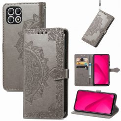 Peňaženkové puzdro Embossing Pattern Mandala Flower sivé – T Phone 2 | Lacné Kryty Lacné Kryty | Peňaženkové puzdro Embossing Pattern Mandala Flower sivé – T Phone 2 | Lacné Kryty