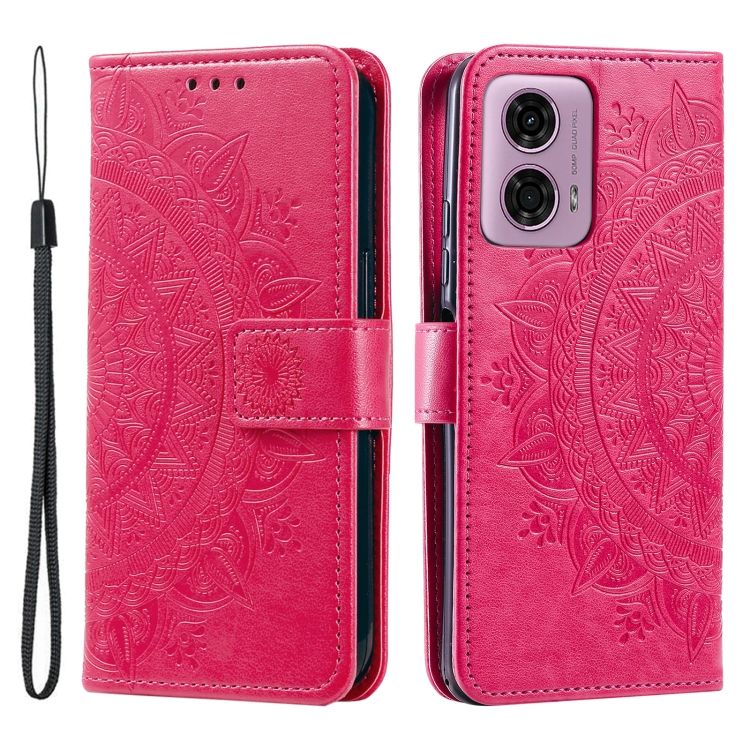 Peňaženkové puzdro Embossing Pattern Mandala Flower tmavoružové – Motorola Moto G85 5G