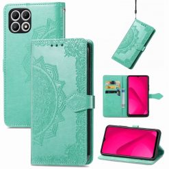 Lacné Kryty | Peňaženkové puzdro Embossing Pattern Mandala Flower zelené – T Phone 2 | Lacné Kryty