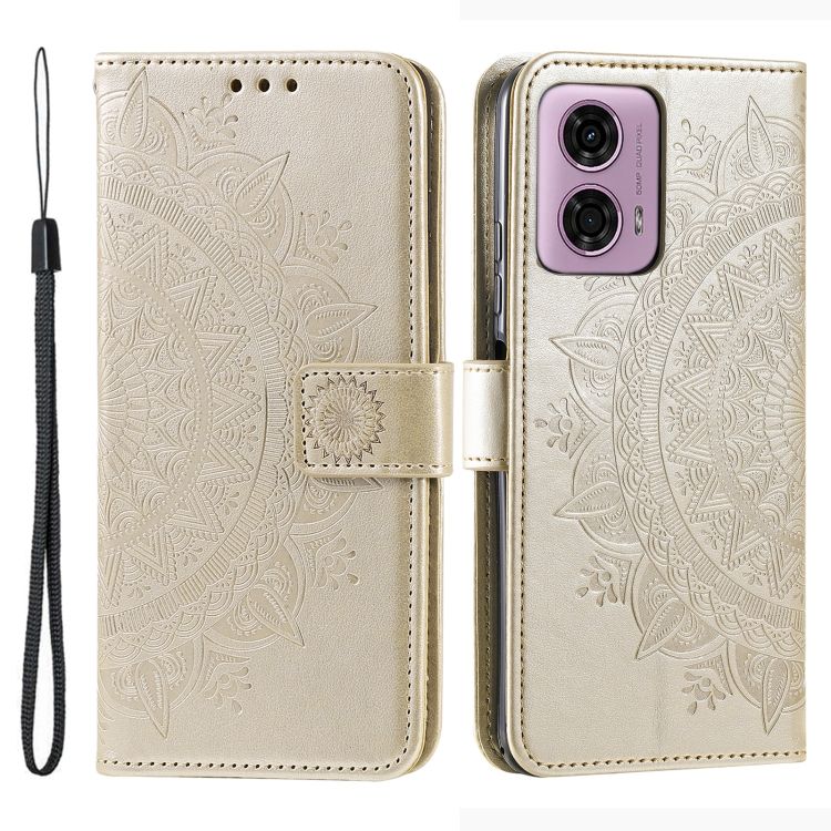 Peňaženkové puzdro Embossing Pattern Mandala Flower zlaté – Motorola Moto G85 5G