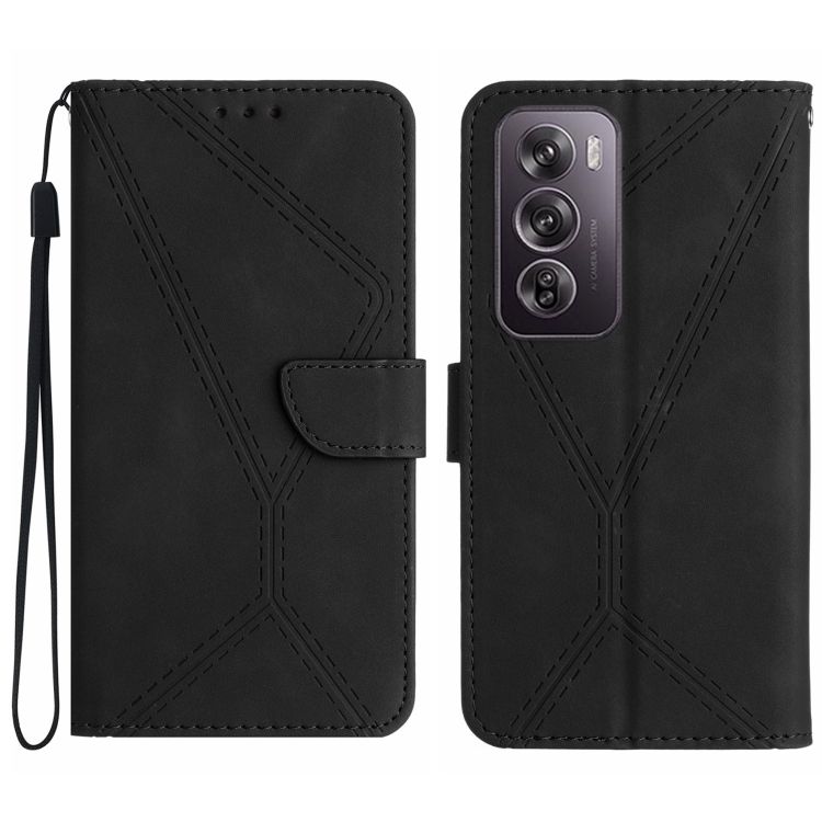 Peňaženkové puzdro Embossing Pattern Stitchy case čierne – Oppo Reno 12 Pro