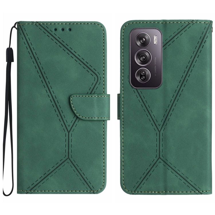 Peňaženkové puzdro Embossing Pattern Stitchy case zelené – Oppo Reno 12