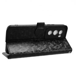 Lacné Kryty | Peňaženkové puzdro Honeycomb Dot Texture Case čierne – Oppo Reno 12 | Lacné Kryty