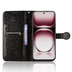 Lacné Kryty | Peňaženkové puzdro Honeycomb Dot Texture Case čierne – Oppo Reno 12 Pro | Lacné Kryty