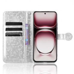 Lacné Kryty | Peňaženkové puzdro Honeycomb Dot Texture Case strieborné – Oppo Reno 12 | Lacné Kryty