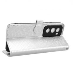 Lacné Kryty | Peňaženkové puzdro Honeycomb Dot Texture Case strieborné – Oppo Reno 12 | Lacné Kryty