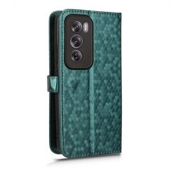 Lacné Kryty | Peňaženkové puzdro Honeycomb Dot Texture Case zelené – Oppo Reno 12 | Lacné Kryty