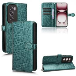 Lacné Kryty | Peňaženkové puzdro Honeycomb Dot Texture Case zelené – Oppo Reno 12 | Lacné Kryty