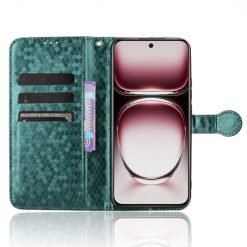Lacné Kryty | Peňaženkové puzdro Honeycomb Dot Texture Case zelené – Oppo Reno 12 Pro | Lacné Kryty
