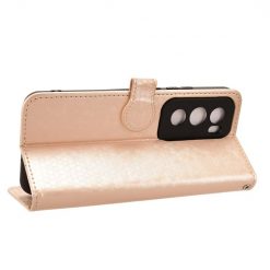 Lacné Kryty | Peňaženkové puzdro Honeycomb Dot Texture Case zlaté – Oppo Reno 12 | Lacné Kryty