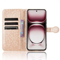 Peňaženkové puzdro Honeycomb Dot Texture Case zlaté – Oppo Reno 12 Pro | Lacné Kryty Lacné Kryty | Peňaženkové puzdro Honeycomb Dot Texture Case zlaté – Oppo Reno 12 Pro | Lacné Kryty