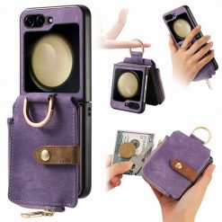 Lacné Kryty | Peňaženkové puzdro Unique Wallet fialové – Samsung Galaxy Z Flip 6 / Z Flip 7 FE | Lacné Kryty