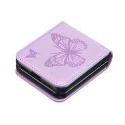 Lacné Kryty | Puzdro Embossing Pattern Motýľ fialové – Samsung Galaxy Z Flip 6 / Z Flip 7 FE | Lacné Kryty