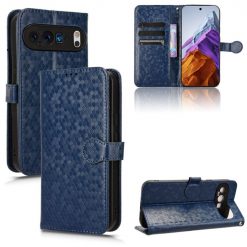 Lacné Kryty | Peňaženkové puzdro Honeycomb Dot Texture Case modré – Google Pixel 9 Pro | Lacné Kryty