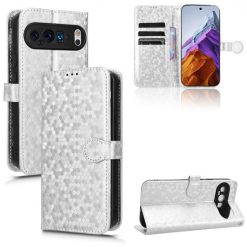 Lacné Kryty | Peňaženkové puzdro Honeycomb Dot Texture Case strieborné – Google Pixel 9 Pro | Lacné Kryty