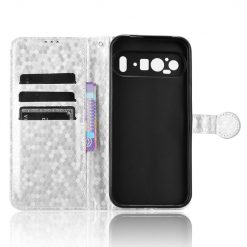 Lacné Kryty | Peňaženkové puzdro Honeycomb Dot Texture Case strieborné – Google Pixel 9 Pro | Lacné Kryty