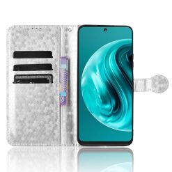 Lacné Kryty | Peňaženkové puzdro Honeycomb Dot Texture Case strieborné – Huawei Nova 12i | Lacné Kryty