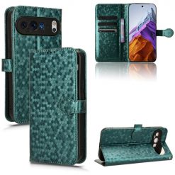 Lacné Kryty | Peňaženkové puzdro Honeycomb Dot Texture Case zelené – Google Pixel 9 Pro | Lacné Kryty