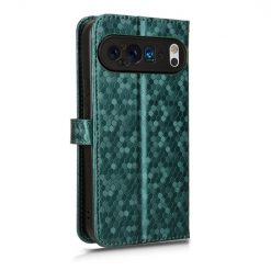 Lacné Kryty | Peňaženkové puzdro Honeycomb Dot Texture Case zelené – Google Pixel 9 Pro | Lacné Kryty