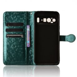 Lacné Kryty | Peňaženkové puzdro Honeycomb Dot Texture Case zelené – Google Pixel 9 Pro | Lacné Kryty