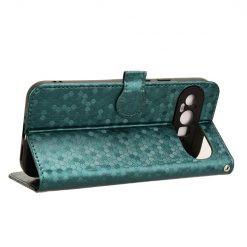Lacné Kryty | Peňaženkové puzdro Honeycomb Dot Texture Case zelené – Google Pixel 9 Pro | Lacné Kryty
