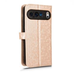 Lacné Kryty | Peňaženkové puzdro Honeycomb Dot Texture Case zlaté – Google Pixel 9 Pro | Lacné Kryty