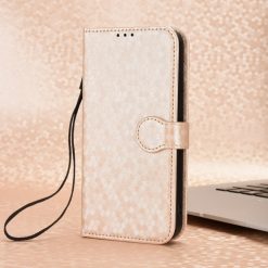 Lacné Kryty | Peňaženkové puzdro Honeycomb Dot Texture Case zlaté – Huawei Nova 12i | Lacné Kryty