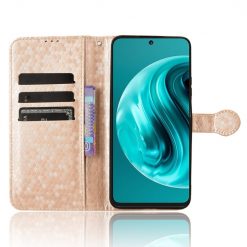 Lacné Kryty | Peňaženkové puzdro Honeycomb Dot Texture Case zlaté – Huawei Nova 12i | Lacné Kryty
