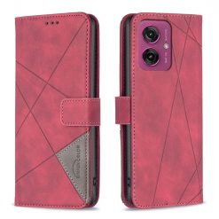 Lacné Kryty | Knižkové puzdro Rhombus červené – Motorola Moto G55 5G | Lacné Kryty