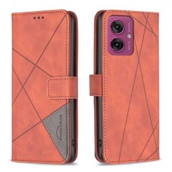 Lacné Kryty | Knižkové puzdro Rhombus hnedé – Motorola Moto G55 5G | Lacné Kryty