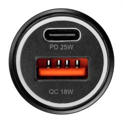 Nabíjačka do auta Blue Star 3A 25W USB-C + USB-A PD QC3.0 AFC PPS čierna | Lacné Kryty Lacné Kryty | Nabíjačka do auta Blue Star 3A 25W USB-C + USB-A PD QC3.0 AFC PPS čierna | Lacné Kryty