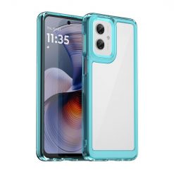 Lacné Kryty | Ochranný kryt Colorful Acrylic case transparentno-modrý – Motorola Moto G55 5G | Lacné Kryty